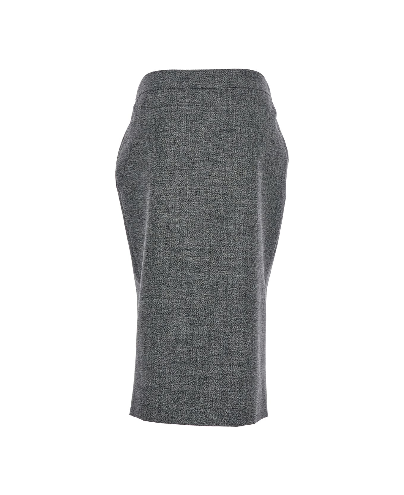 Grey Skirt With Button Closure In Wool Woman - 2