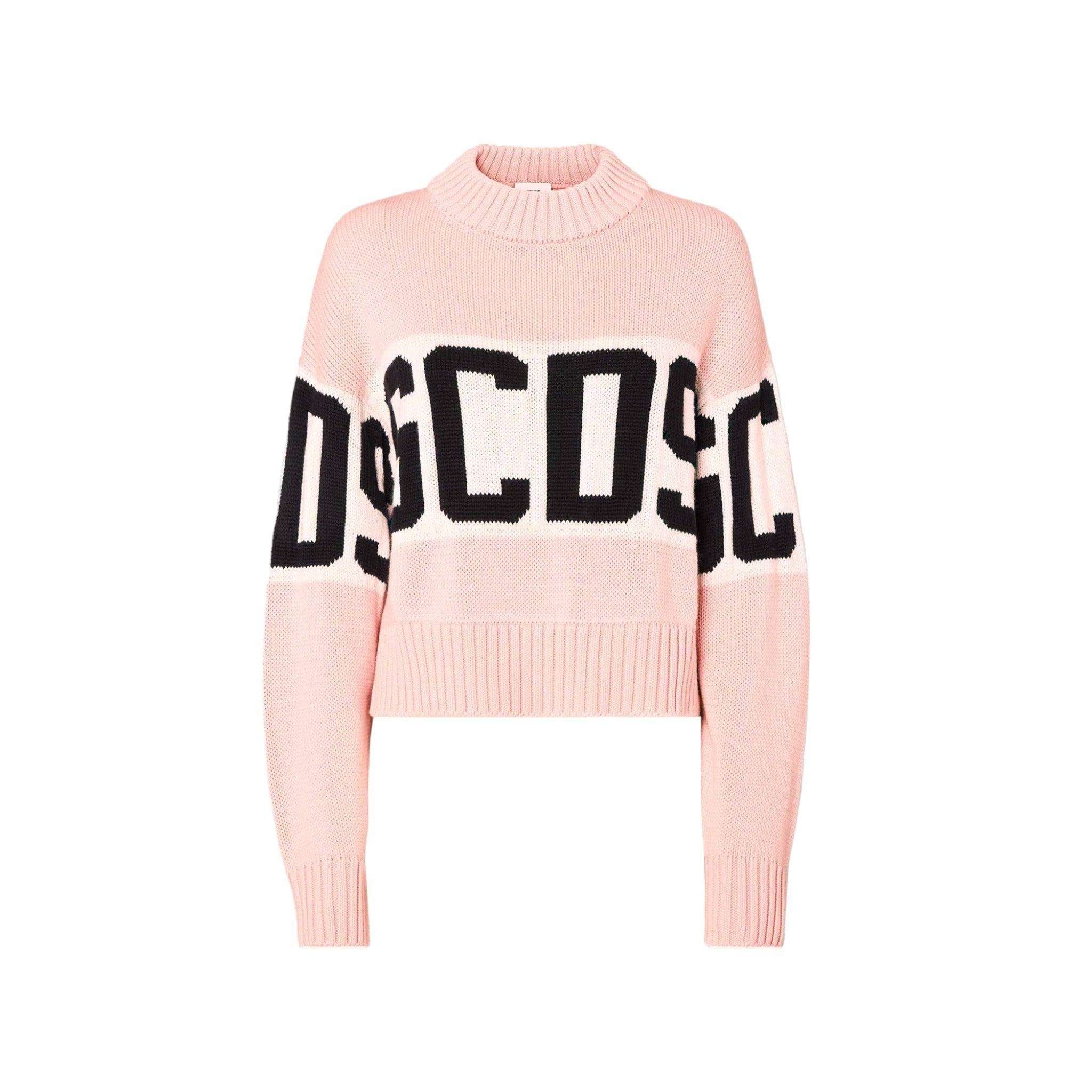 GCDS Wool Logo Band Boxy Sweater Pink - 2