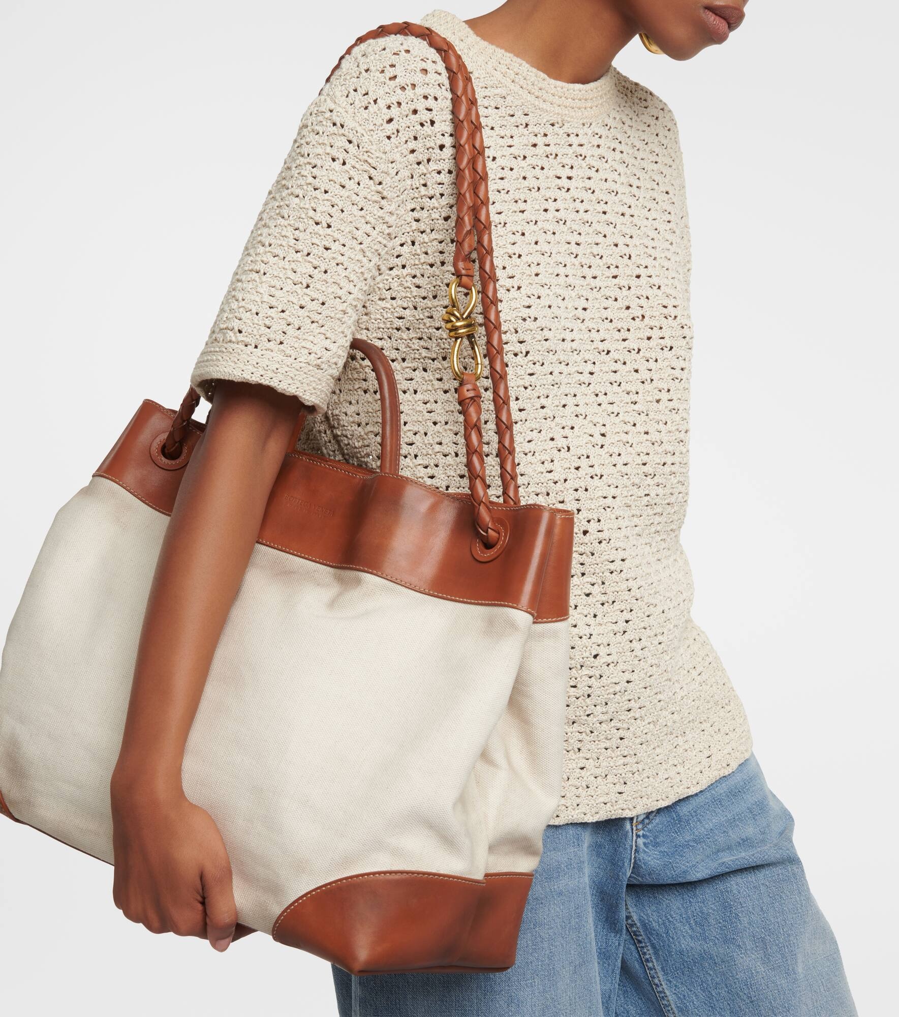 Andiamo Large leather-trimmed canvas tote bag - 2