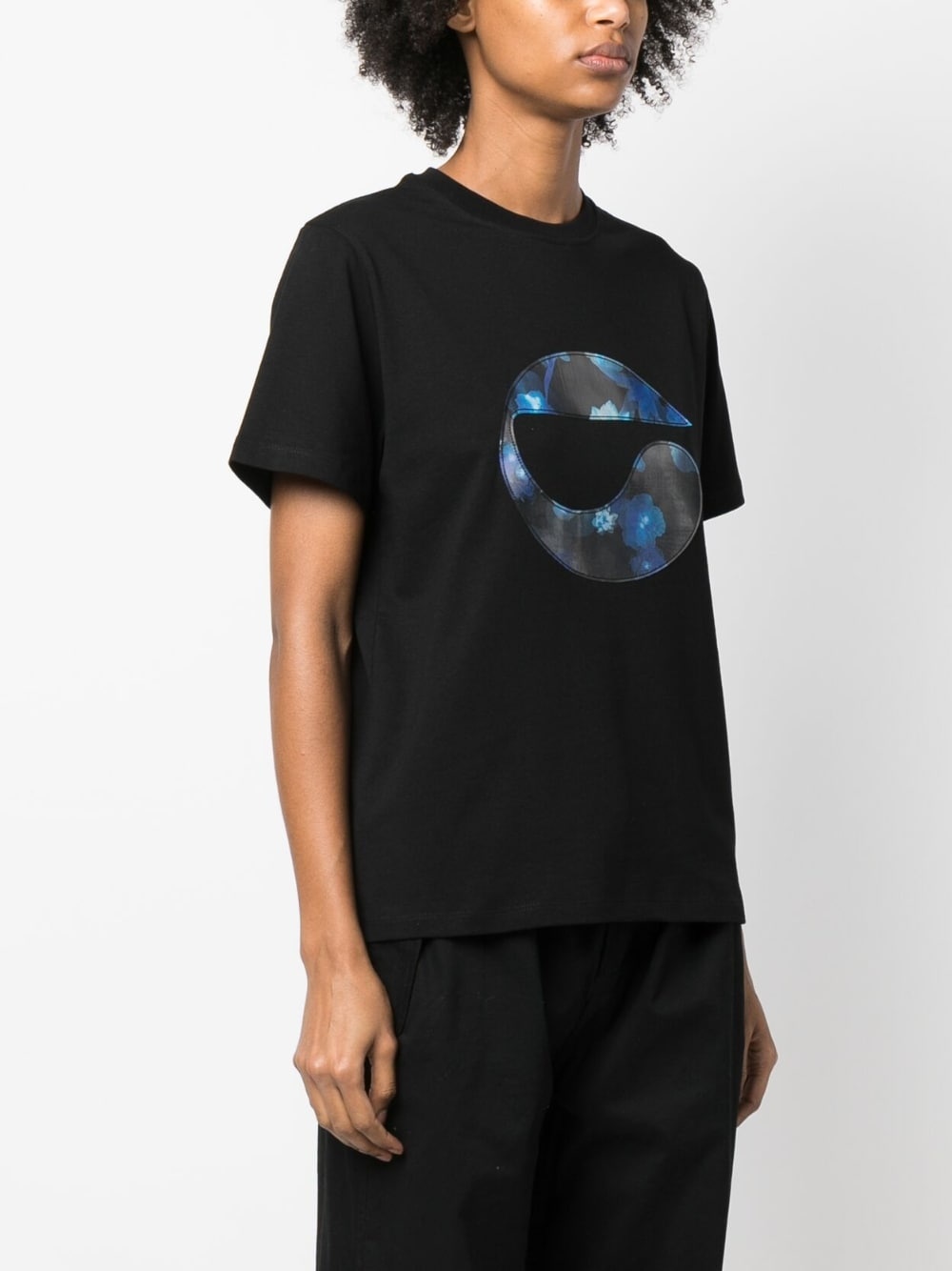 flower-print logo T-shirt - 3