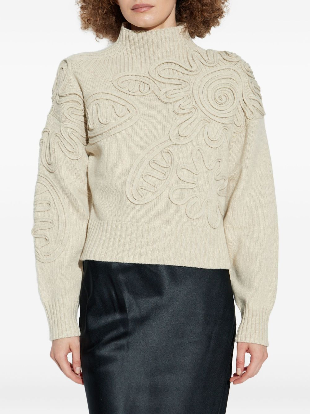 floral-applique mock-neck sweater - 3