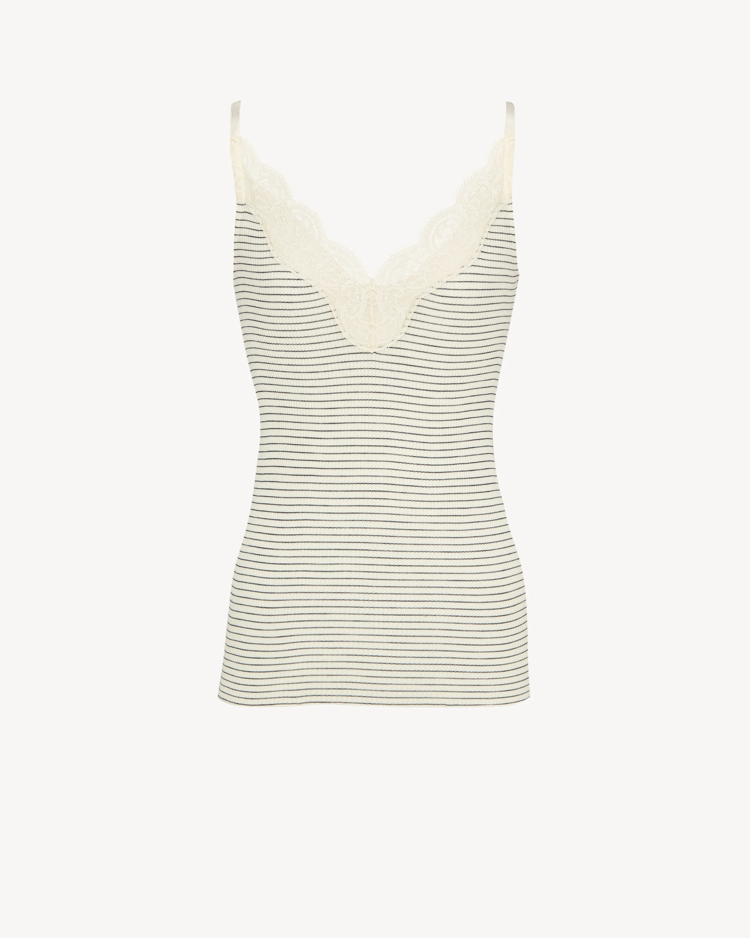 LACED TANK TOP IN RIBBED WOOL AND SILK - 1