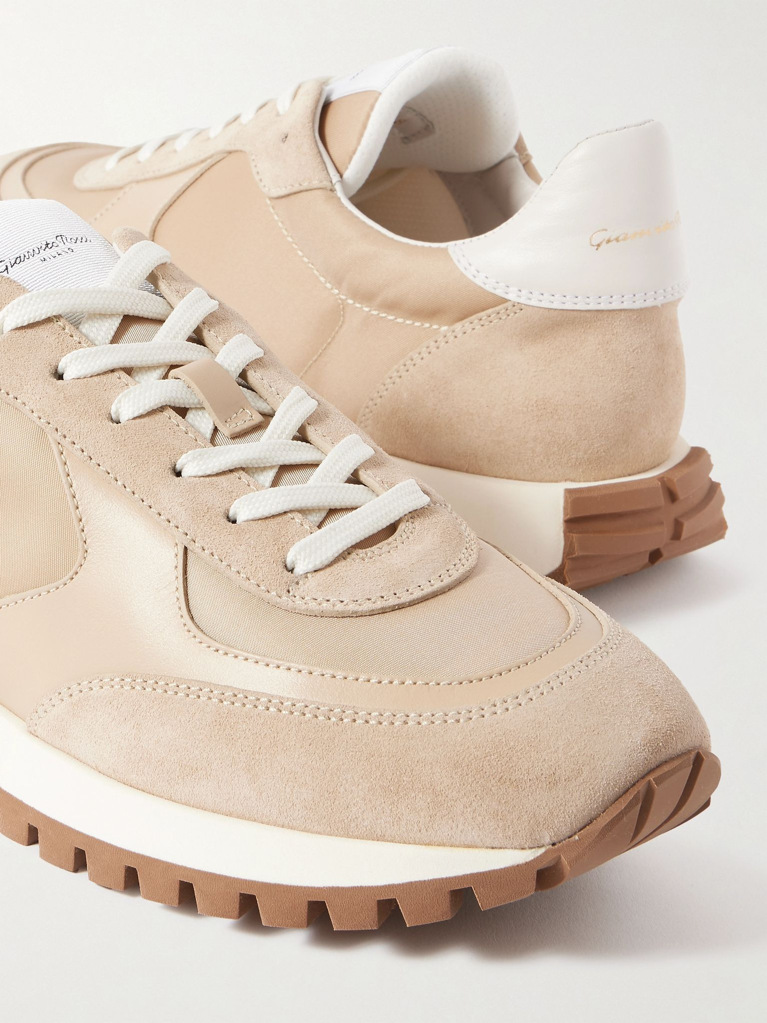 Gravel suede, leather and shell sneakers Sand - 4