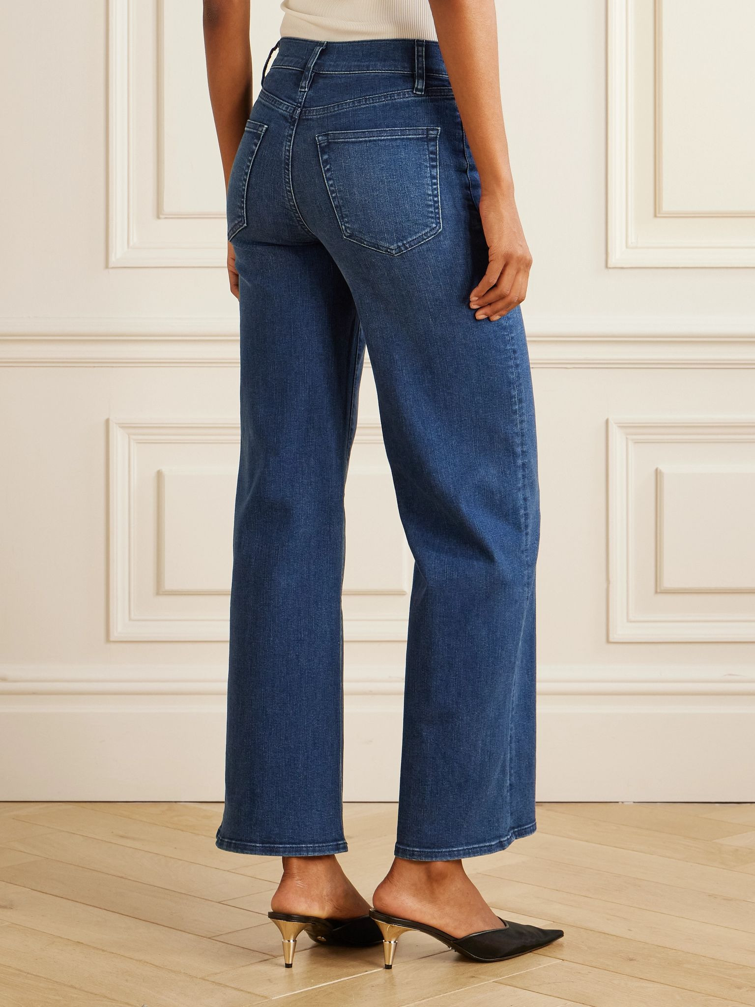 Le Slim Palazzo mid-rise straight-leg jeans Dark denim - 4