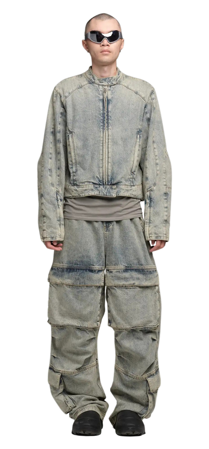 entire studios MOTO DENIM JACKET SURFACE WAVE outlook