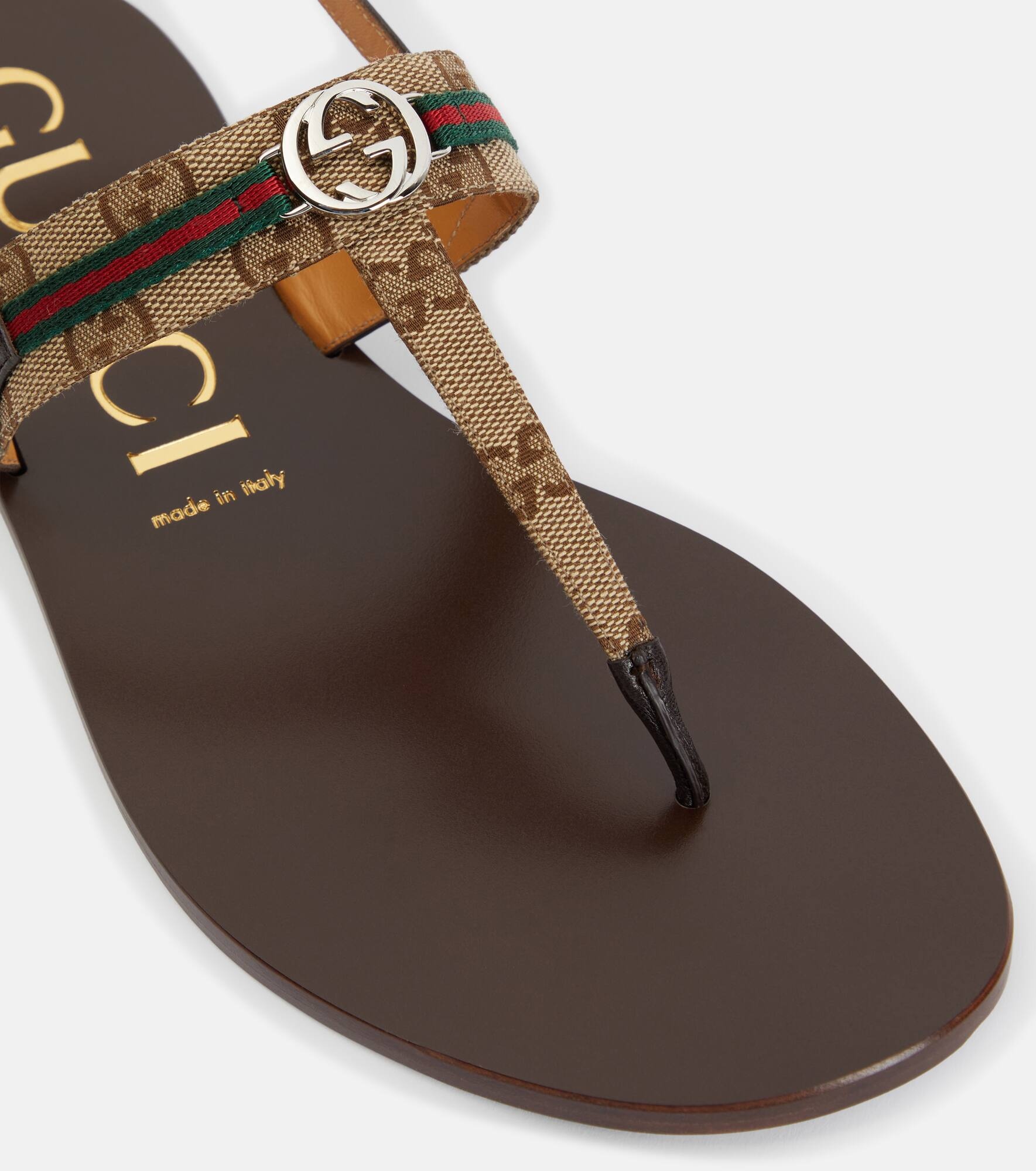 Leather-trimmed thong sandals - 6