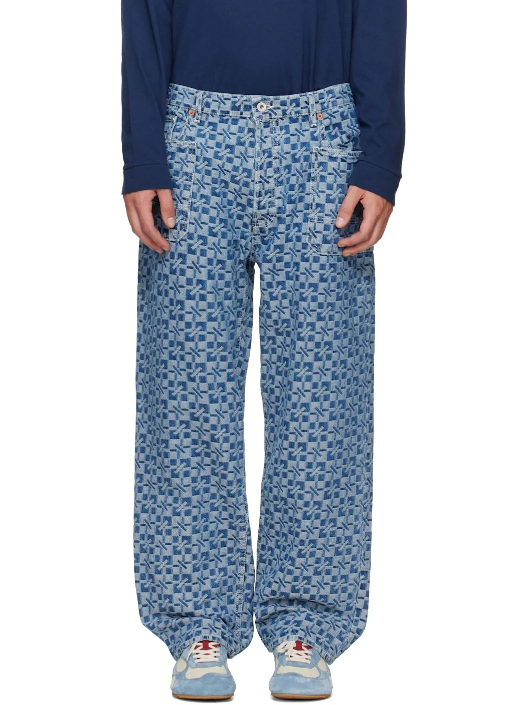 Blue Kenzo Paris 'Kenzogram' Cargo Monkey Fit Jeans - 1