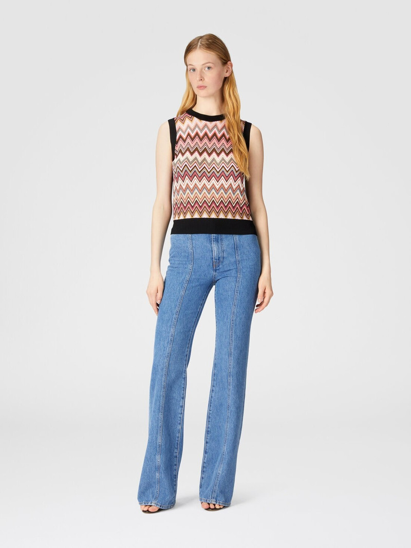 Missoni Viscose-blend crewneck vest with chevron insert outlook