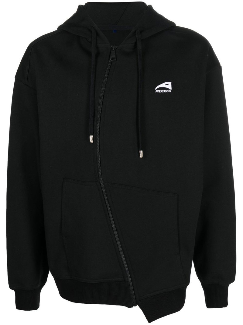 curved-zip long-sleeve hoodie 1