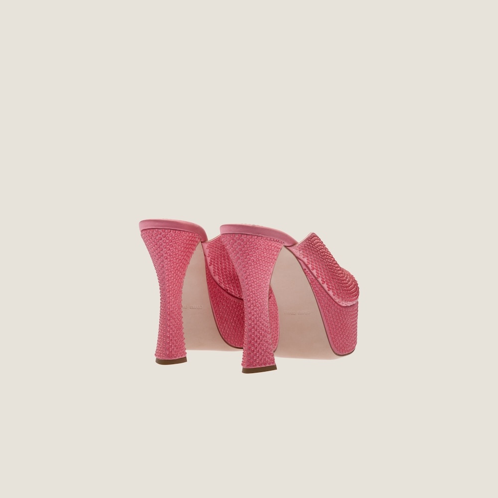 Satin platform sandals with crystals - 2