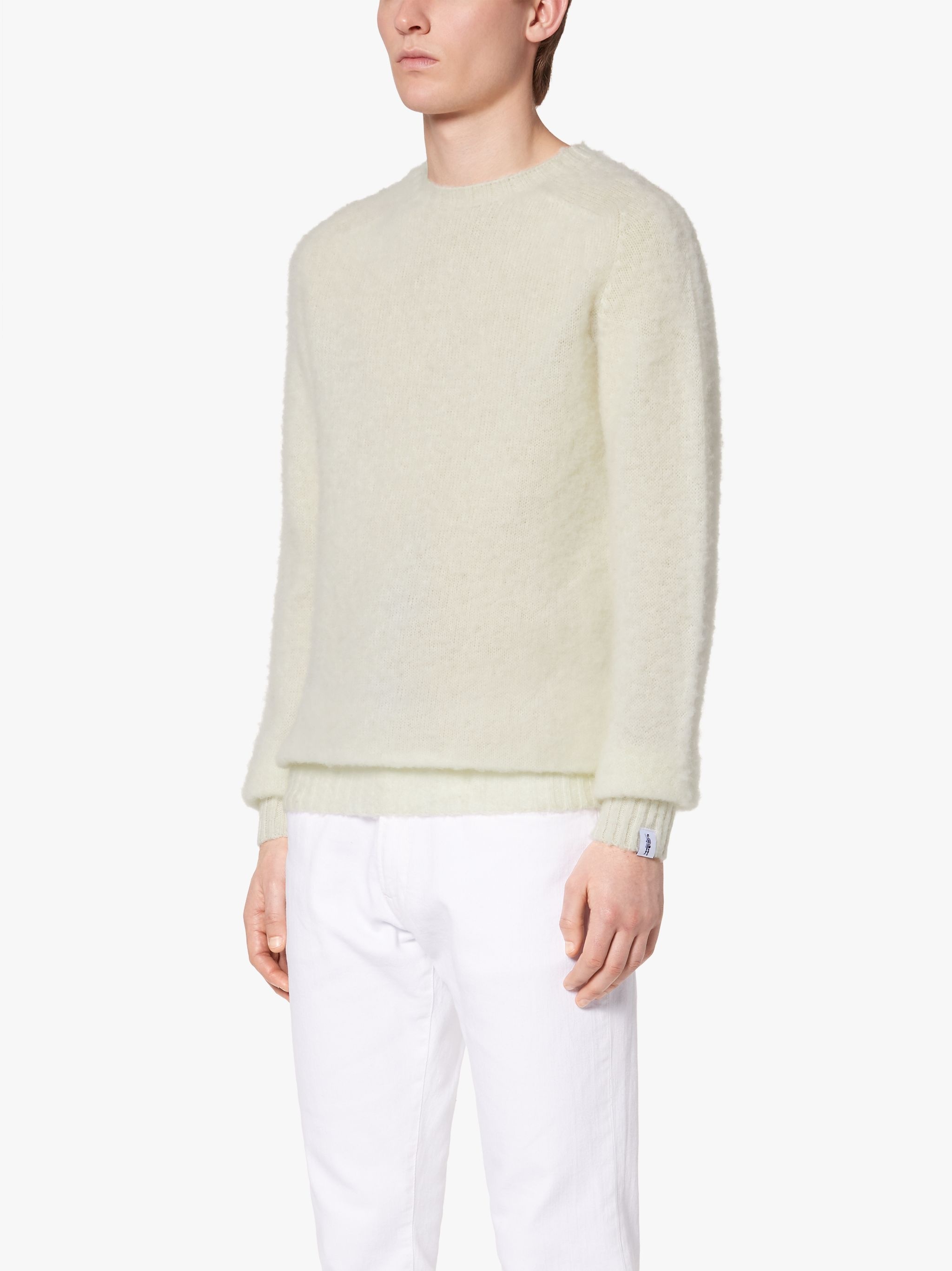 HUTCHINS WHITE WOOL CREW NECK SWEATER - 3