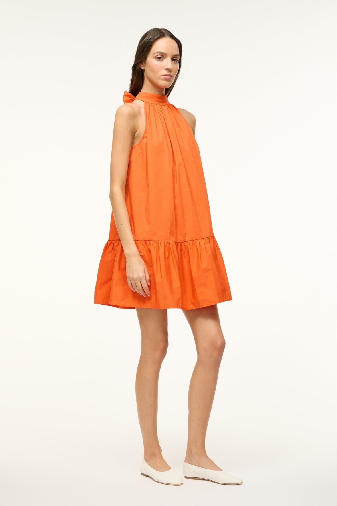 STAUD MINI MARLOWE DRESS TANGERINE - 4