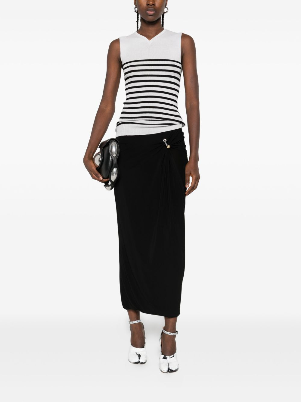 ring-detail side-split midi skirt - 2
