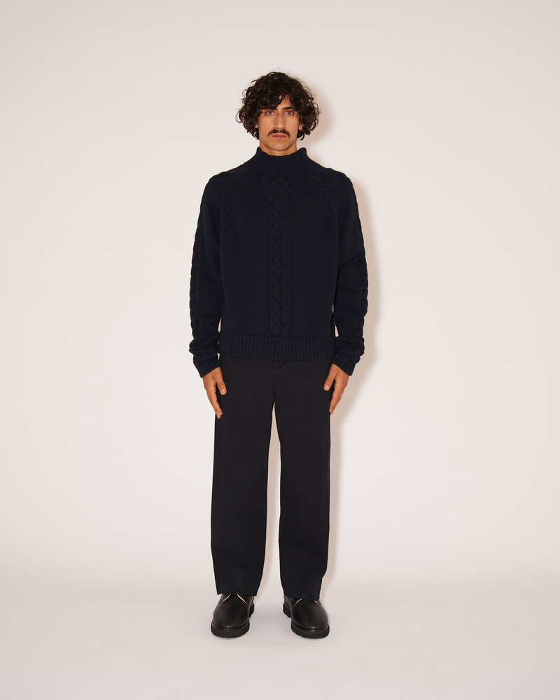 Nanushka SAUL - Cotton-cable oversized crew-neck sweater - Navy outlook