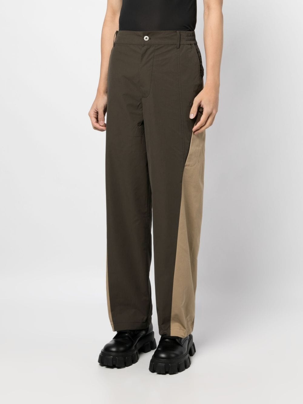 two-tone straight-leg trousers - 3