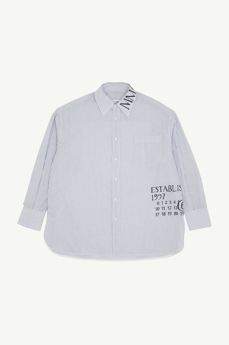 Asymmetric striped poplin shirt - 1