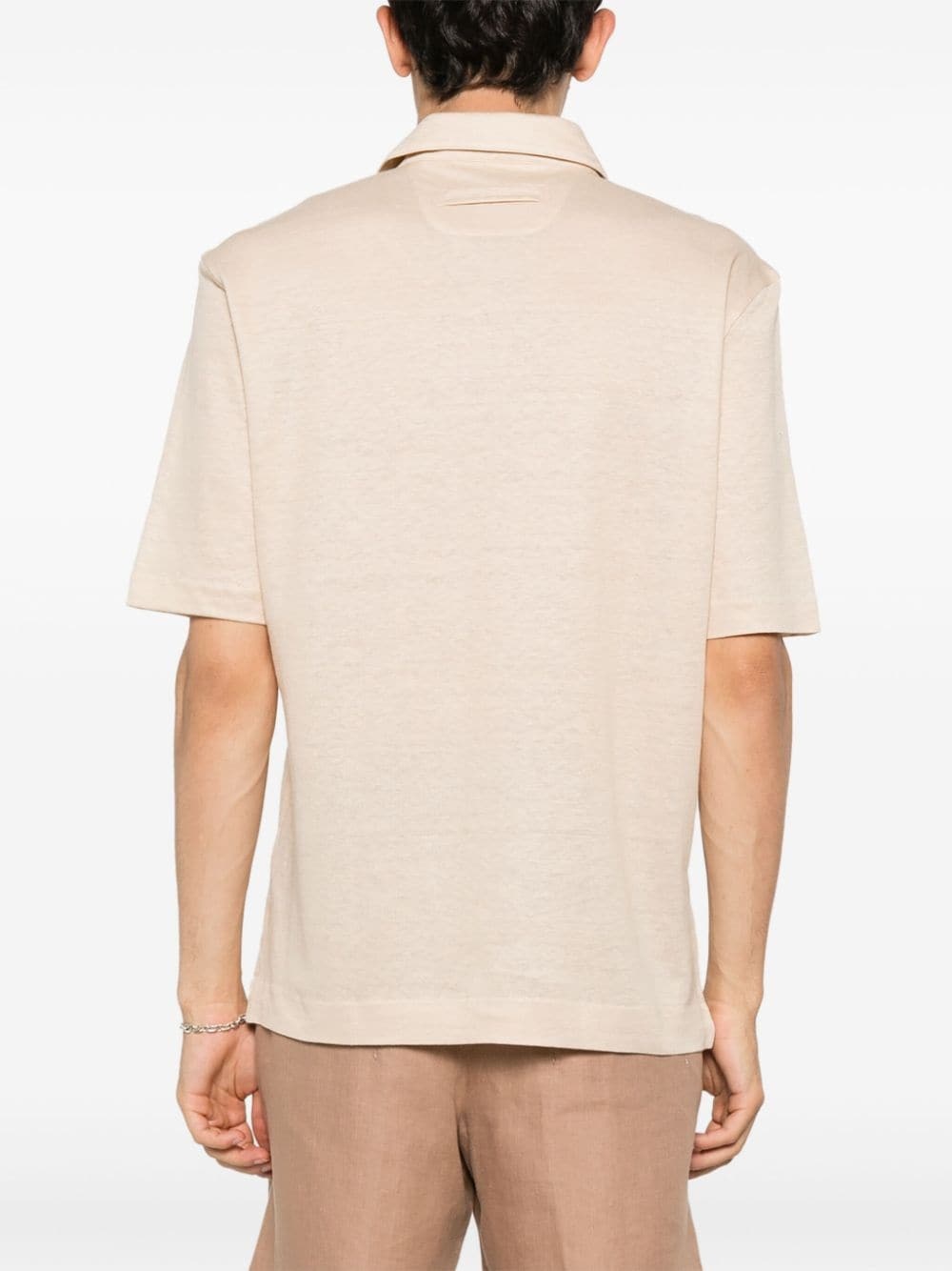 short-sleeve linen polo shirt - 4