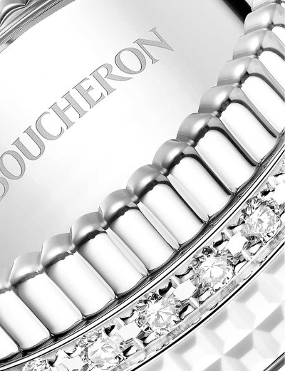 Boucheron Quatre Double White Edition large 18ct white-gold, white hyceram and 0.52ct round-brilliant cut diam outlook