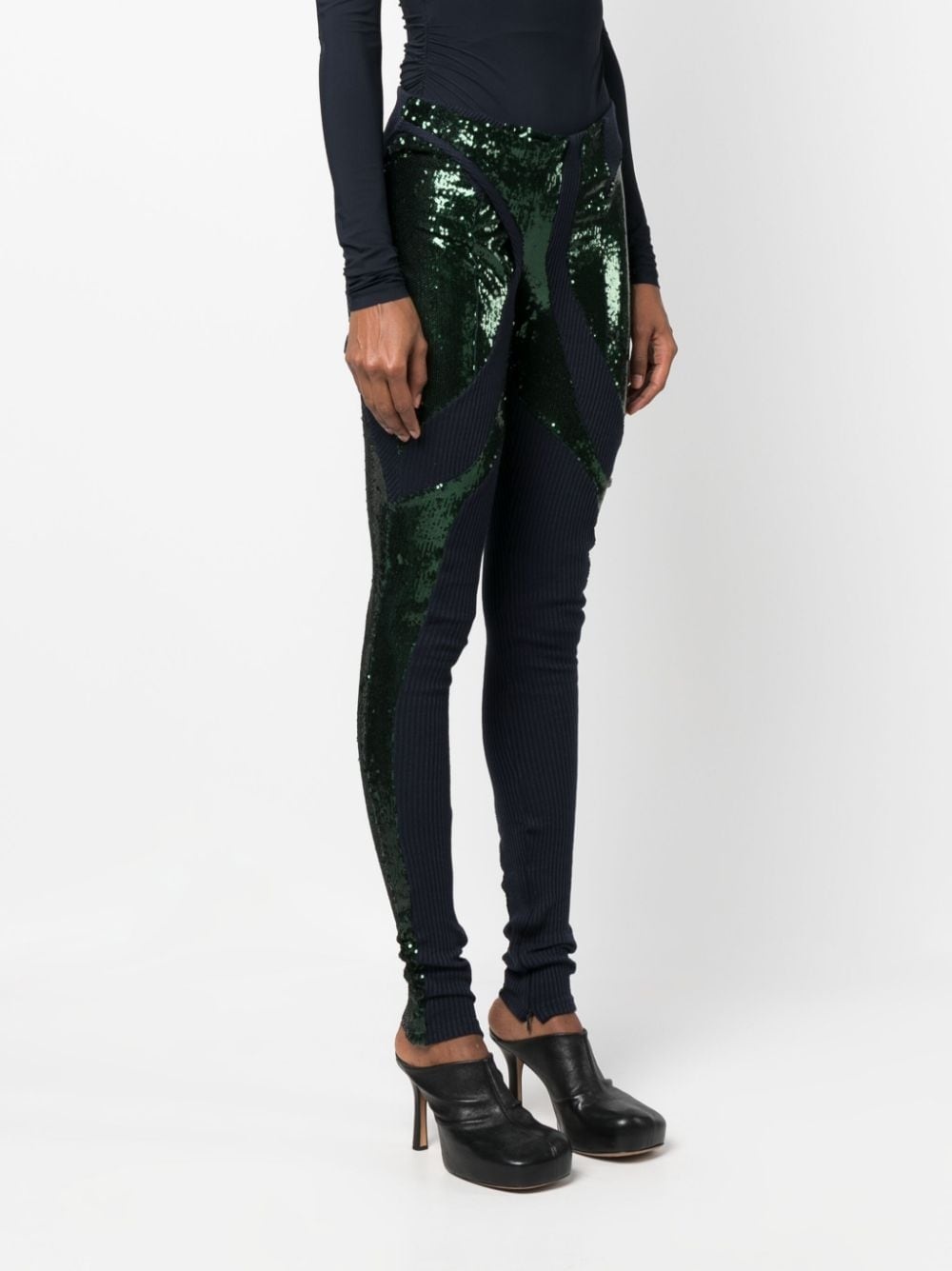 panelled sequin leggings - 3