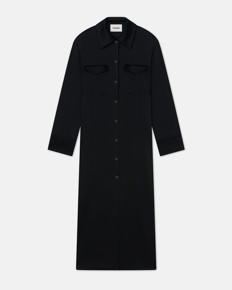 Slip Satin Shirt Dress - 1