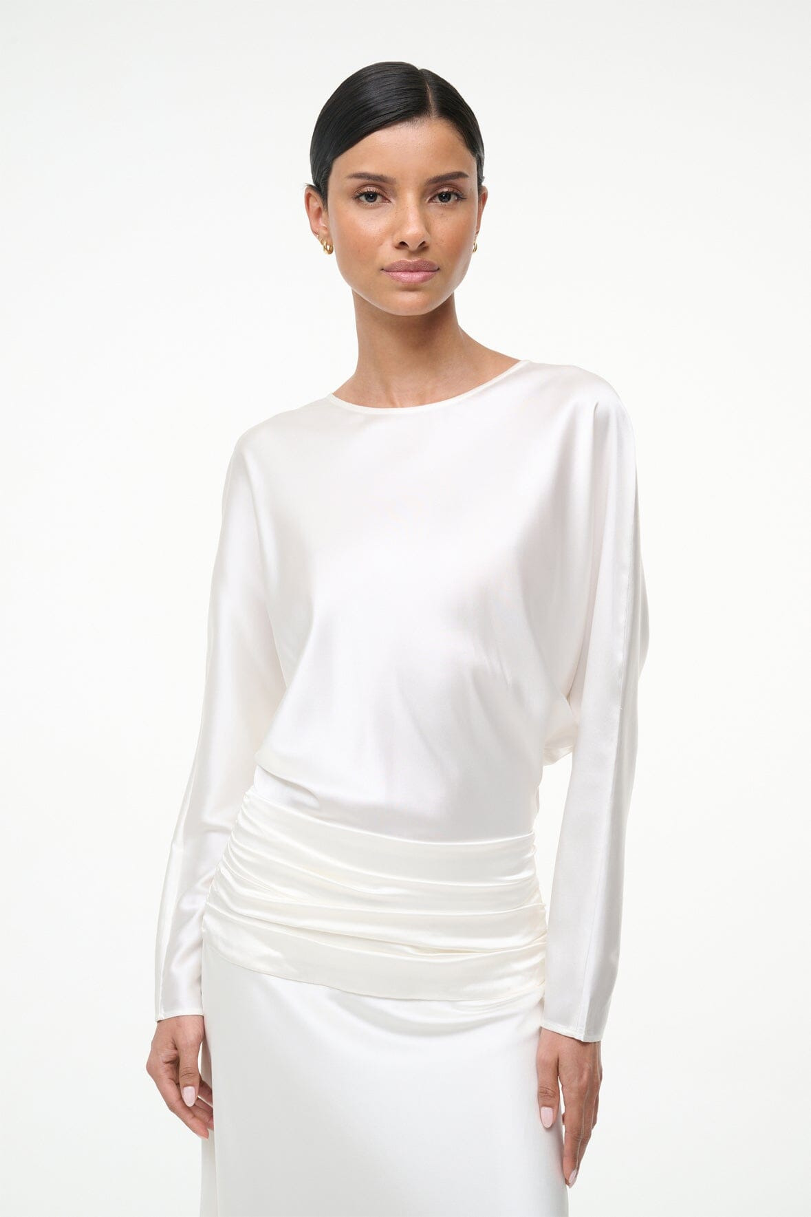 STAUD FREDA SILK DRESS IVORY - 5
