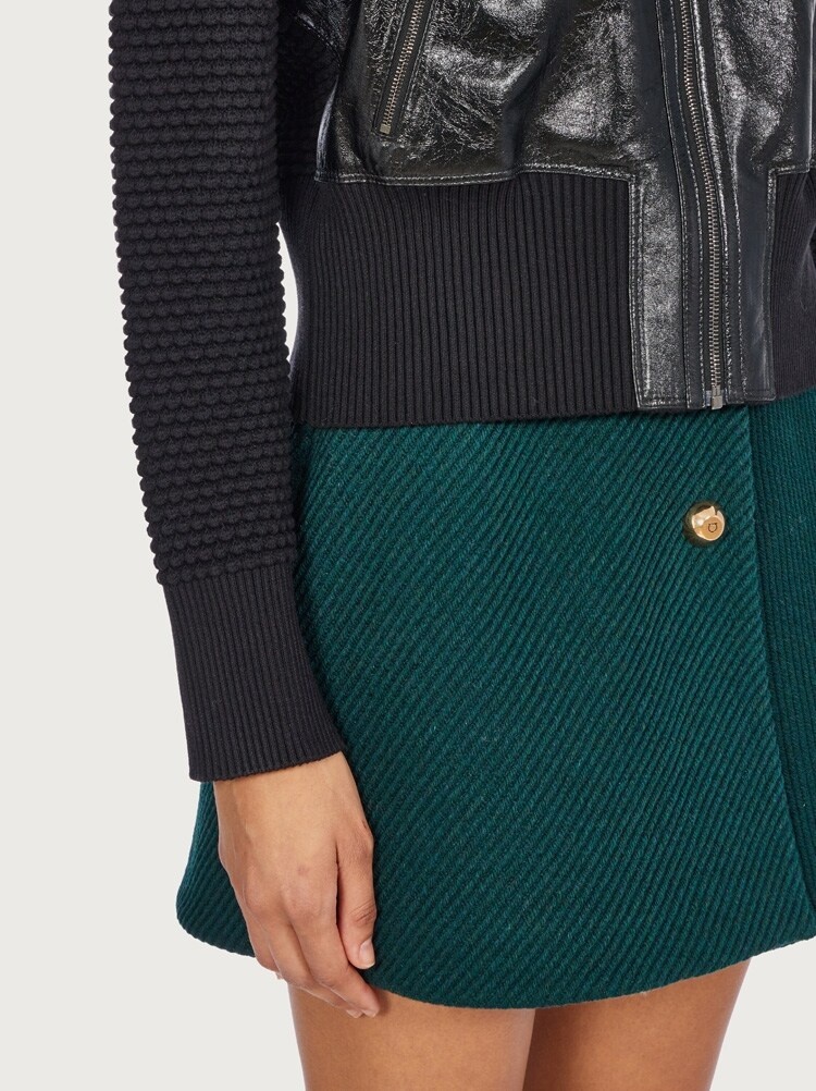 KNIT AND LEATHER BLOUSON - 6