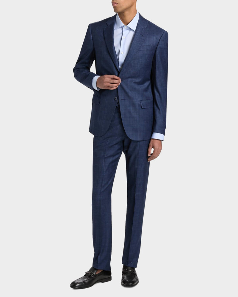 EMPORIO ARMANI Windowpane Plaid Single-Breasted Wool Suit outlook