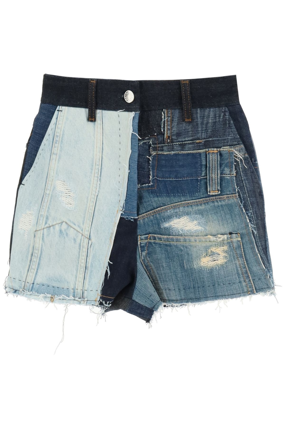 PATCHWORK DENIM SHORTS - 1