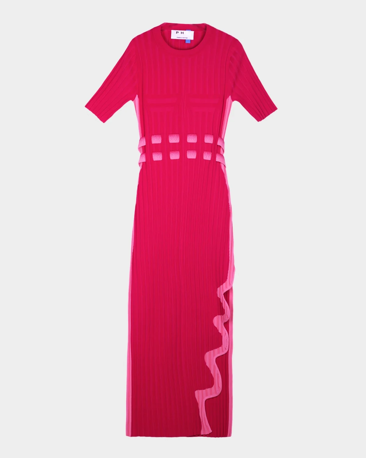 Jodie Pleated Midi Dress with Wavy Slit - 1