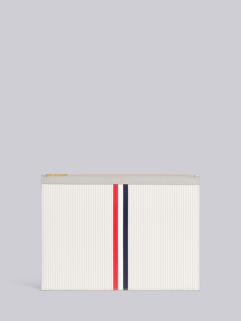 Light Grey Seersucker Calf Leather Medium Document Holder 1