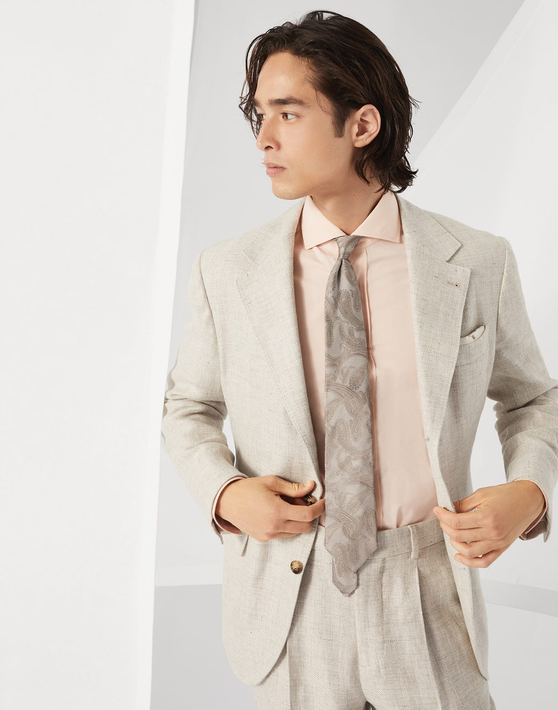 Linen, wool and silk diagonal deconstructed Cavallo blazer 4