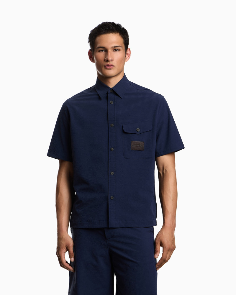 EMPORIO ARMANI SHORT-SLEEVED OVERSIZED SHIRT IN NYLON SEERSUCKER outlook