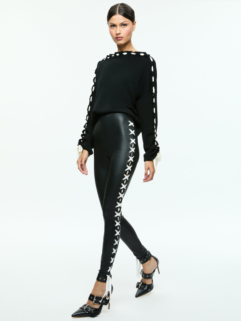 MADDOX HIGH RISE VEGAN LEATHER LEGGING WITH LACEUP DETAIL 2