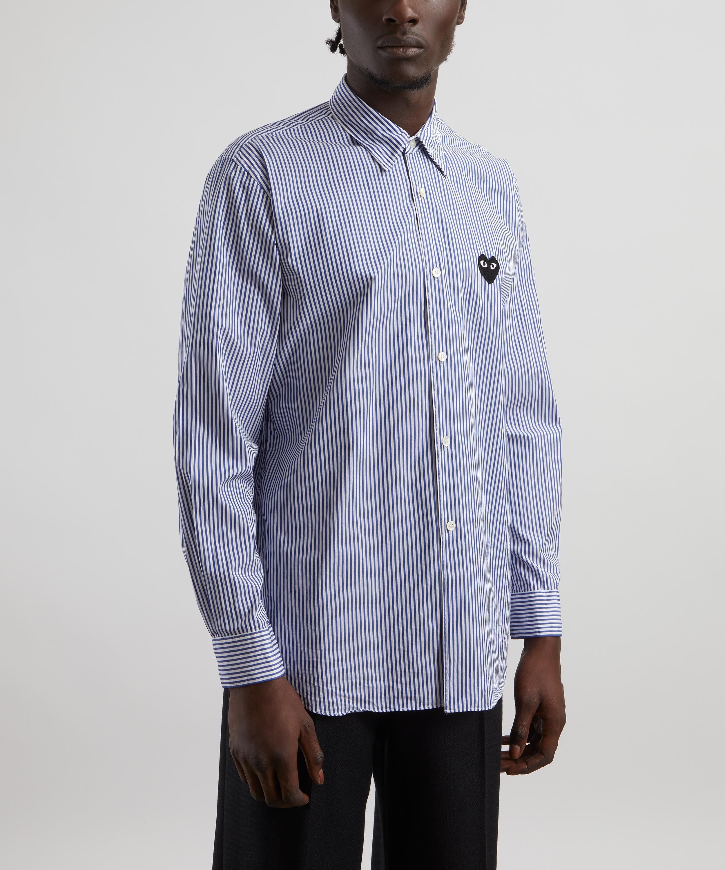 Blue Striped Black Heart Shirt - 3