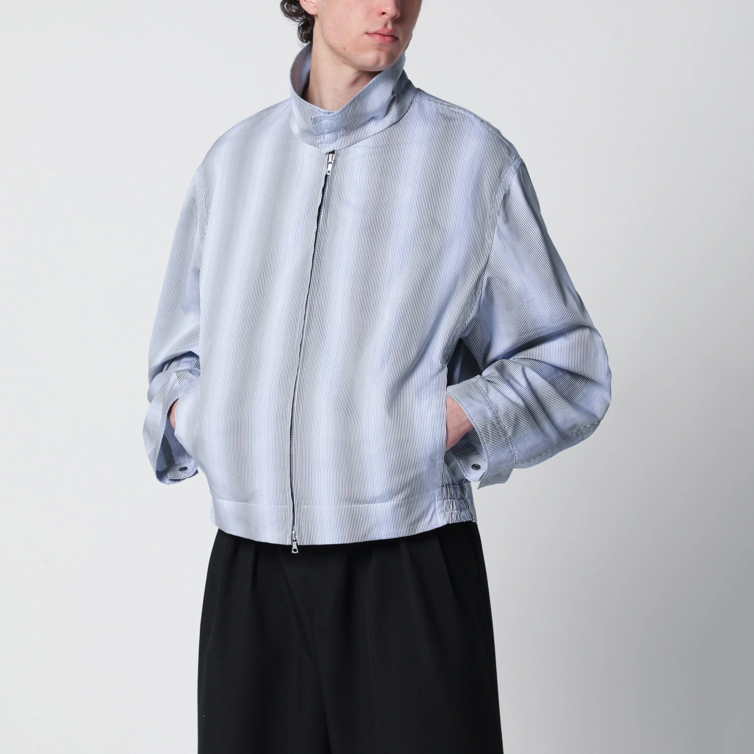 Textured striped zip jacket - 1