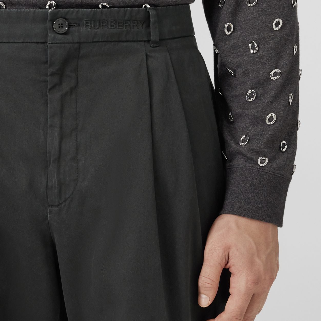 Panel Detail Wool Wide-leg Trousers - 3