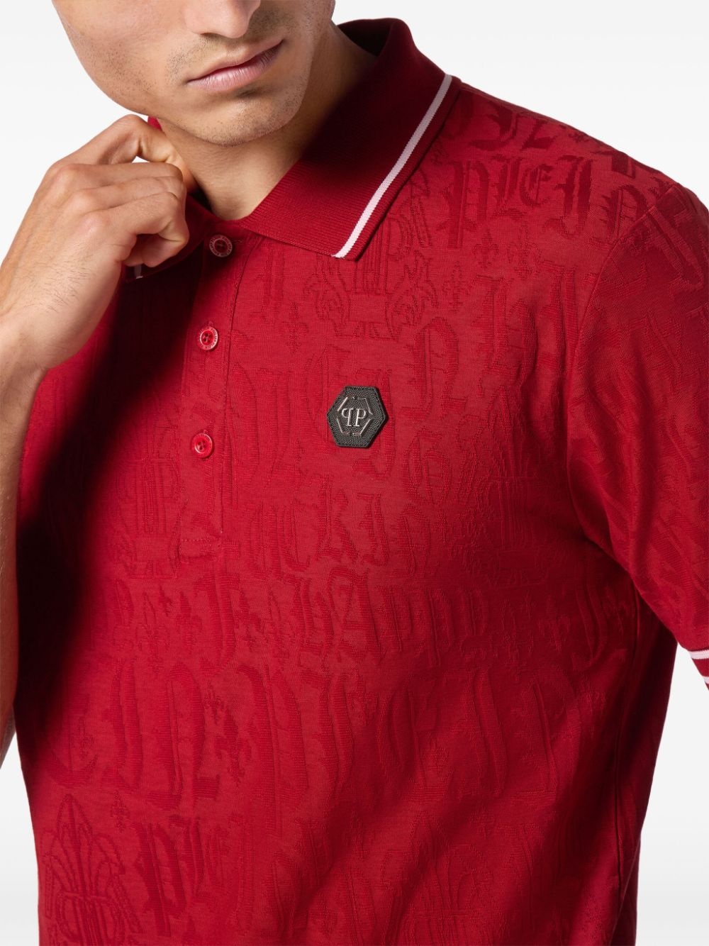 jacquard monogram polo shirt - 4