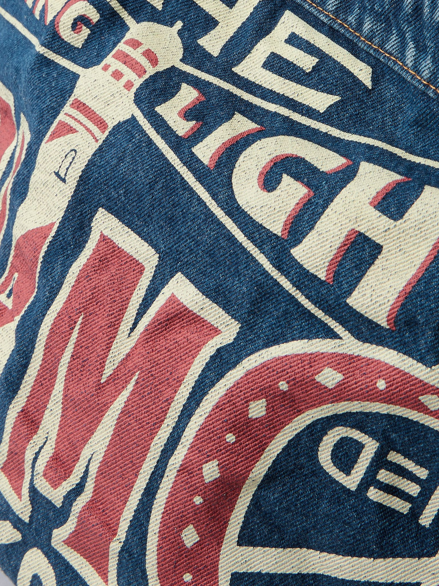 Guiding Light Printed Denim Messenger Bag Blue - 4