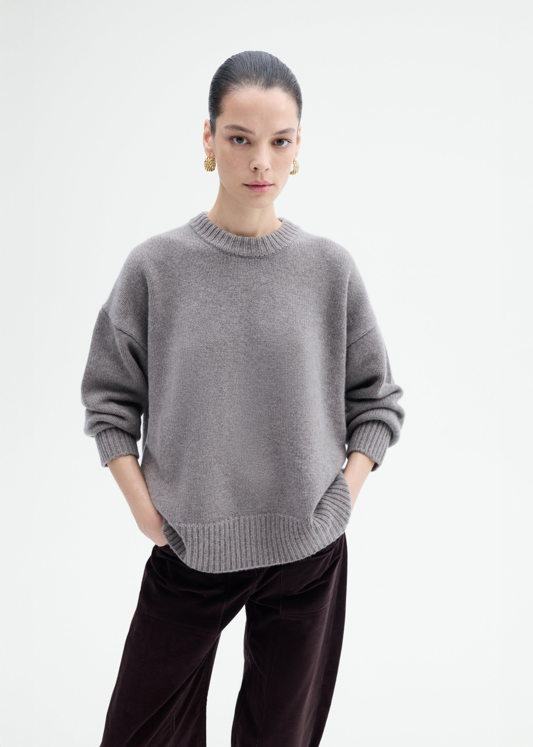 Boyfriend Crew Sweater in Wool Cashmere - 2