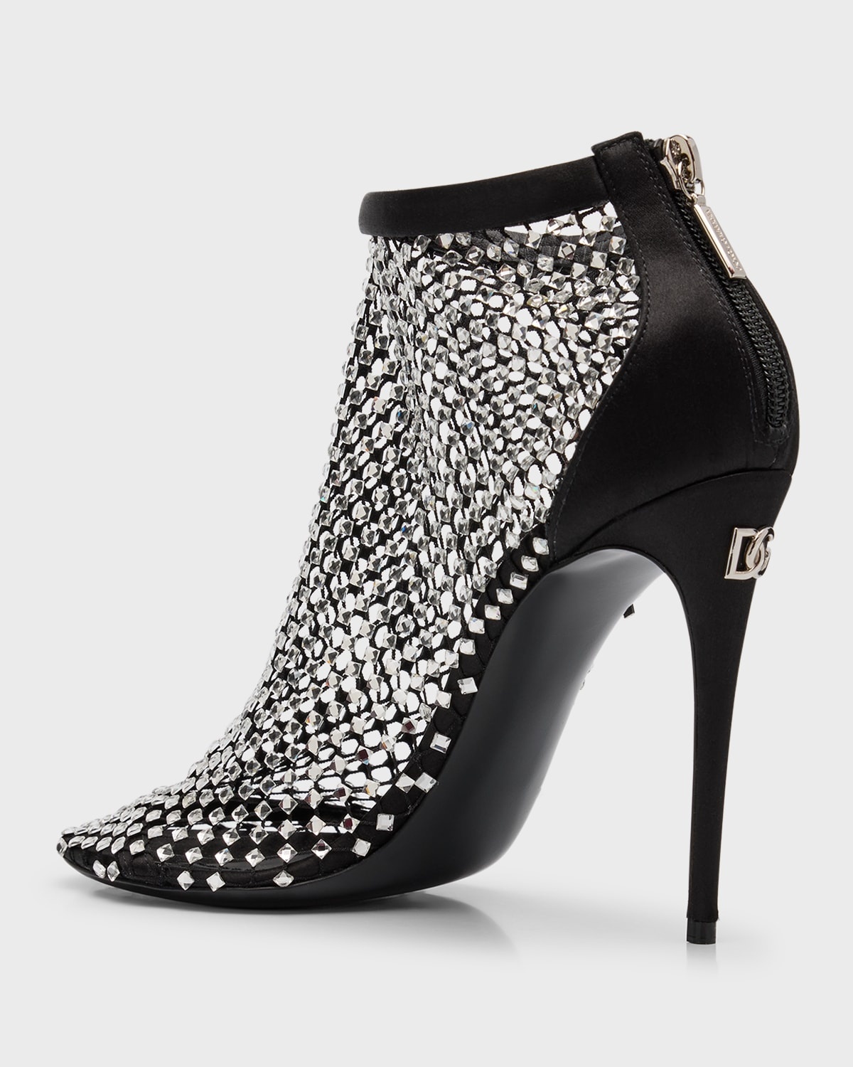 Strass Net Stiletto Booties - 4