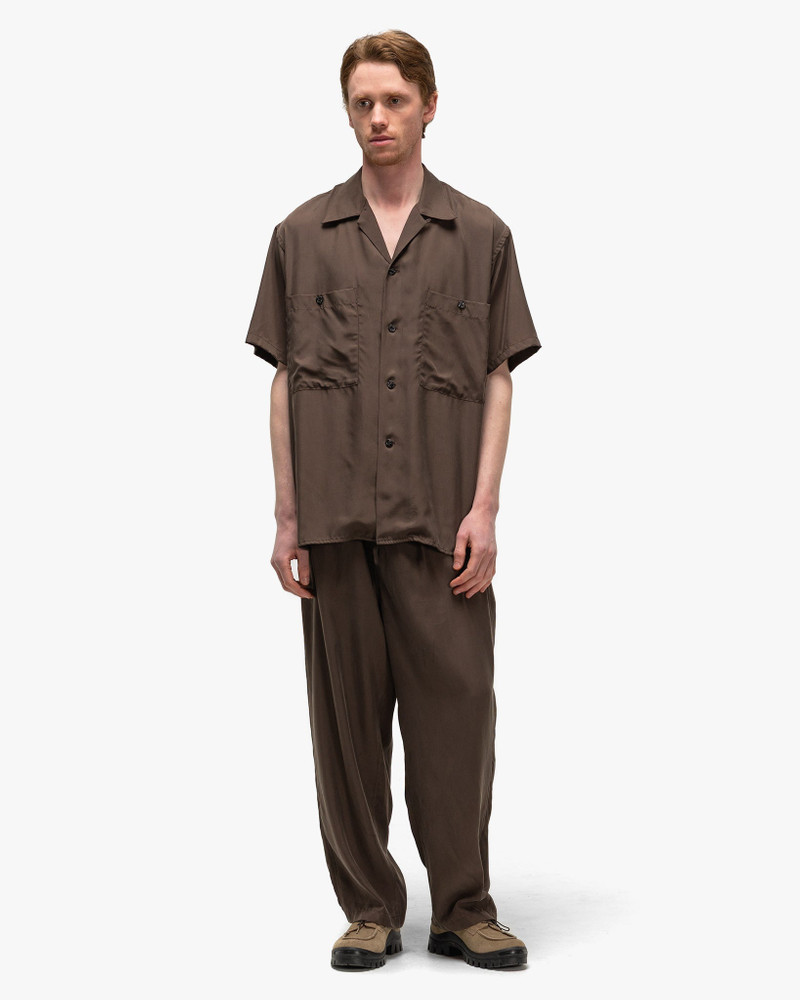 YOKE Cupro Open Collar Shirt Brown outlook