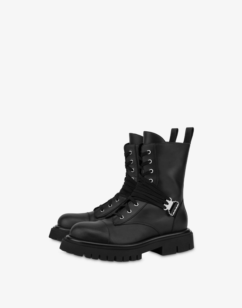 CALFSKIN LACE-UP COMBAT BOOTS 1