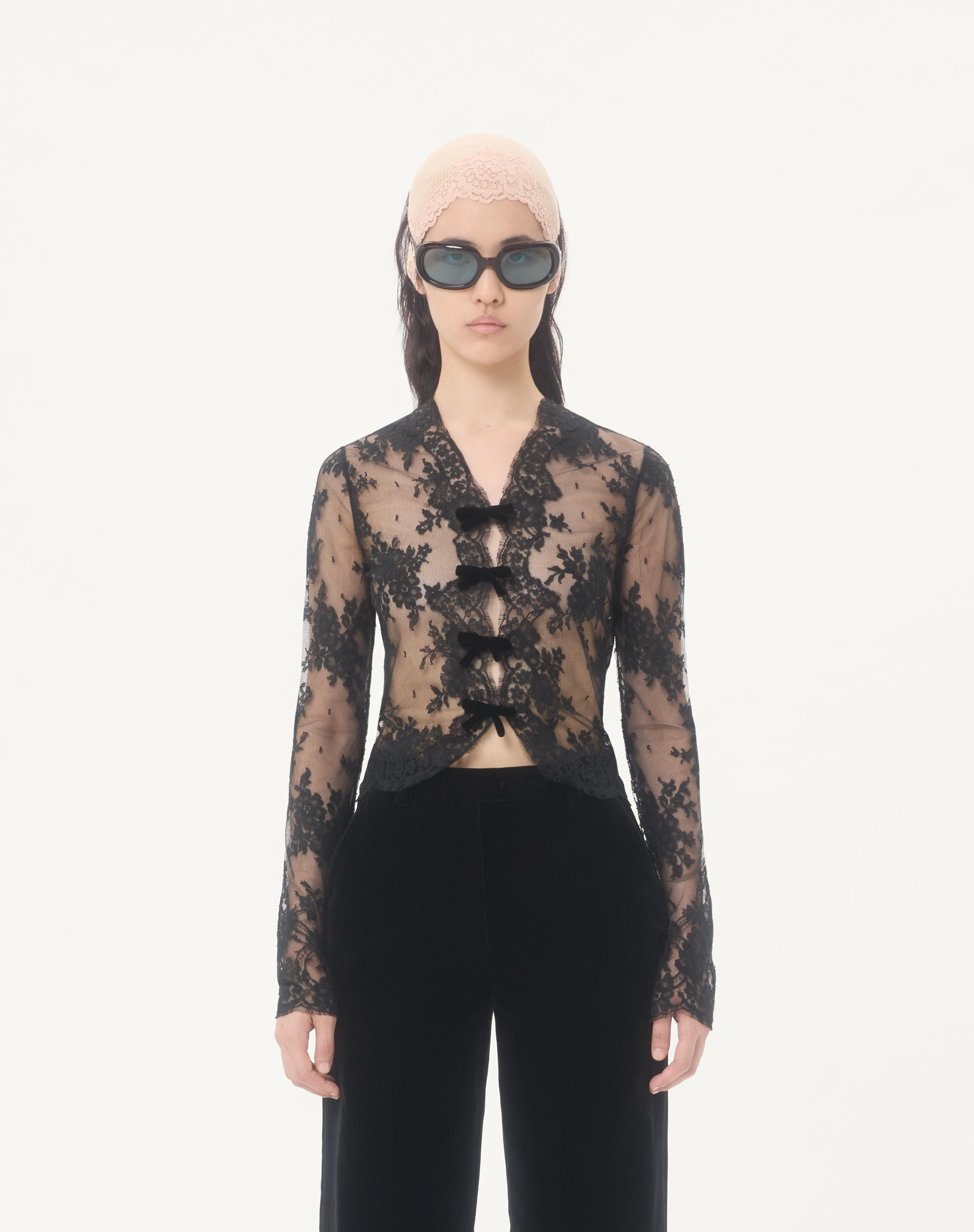 LACE BLOUSE WITH BOWS - 4