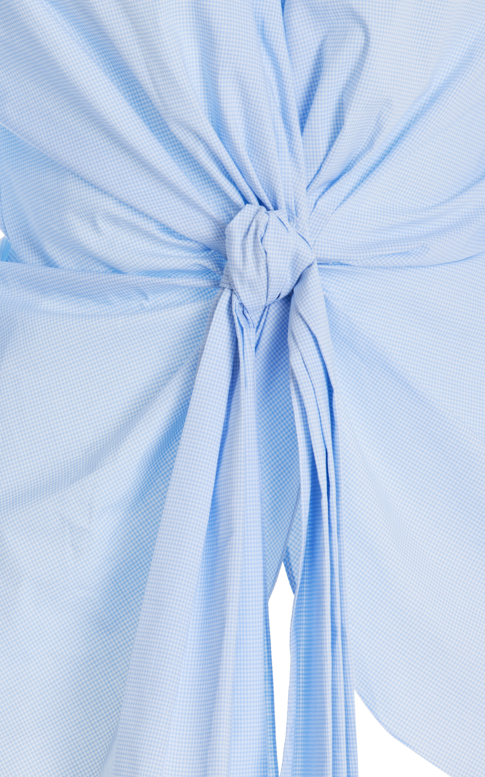Gingham-Cotton Tie-Front Shirt blue - 5
