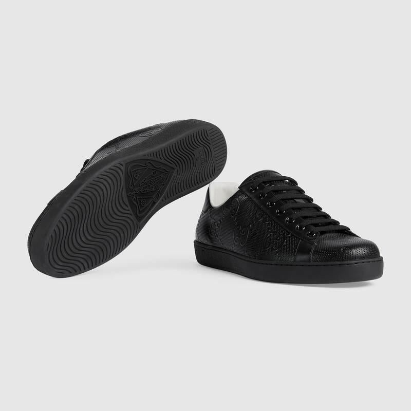 Gucci Ace GG Embossed Leather Sneakers - 3