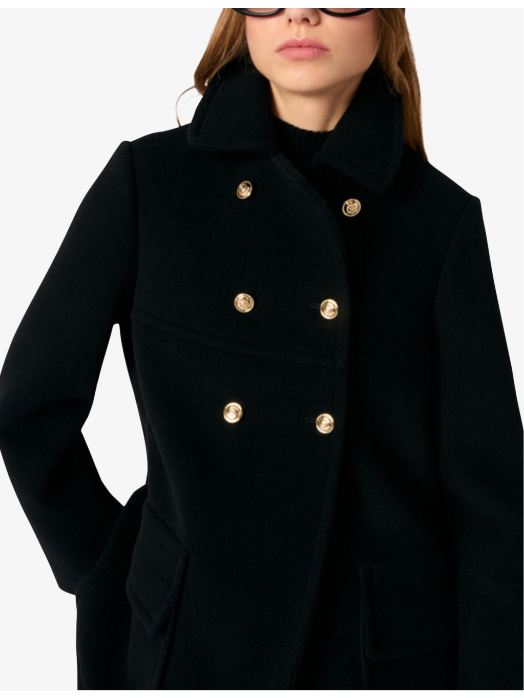 High-collar double-breasted wool-blend coat - 5
