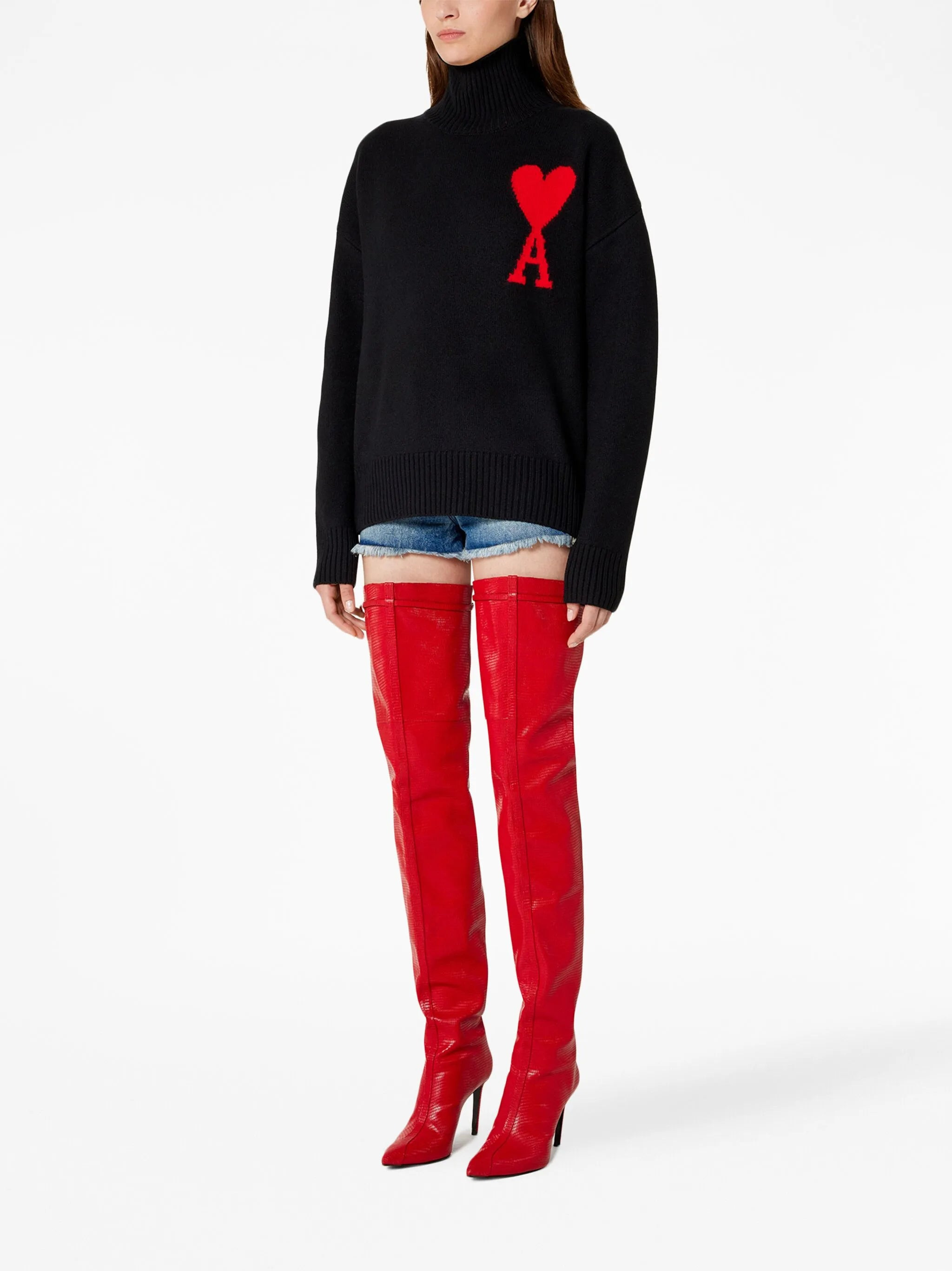 Ami Paris Ami De Coeur Roll-neck Wool Jumper - 4
