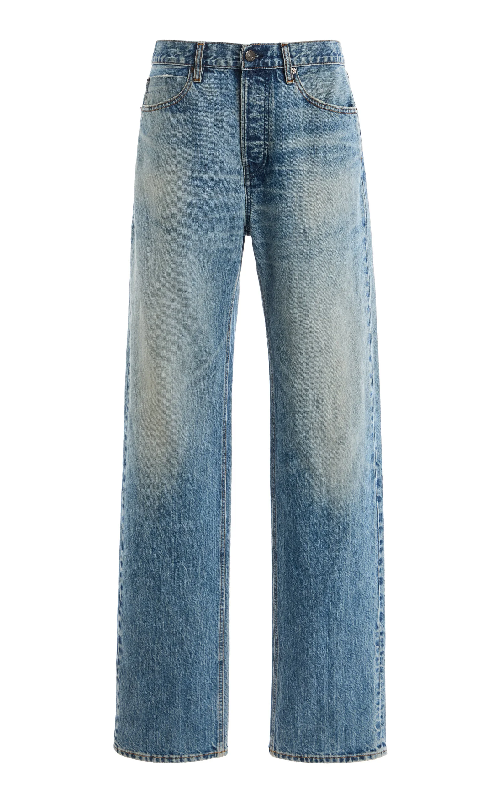 The Stack Rigid High-Rise Straight-Leg Jeans medium wash - 1