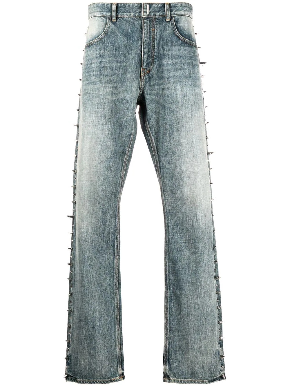 studded straight-leg jeans - 1