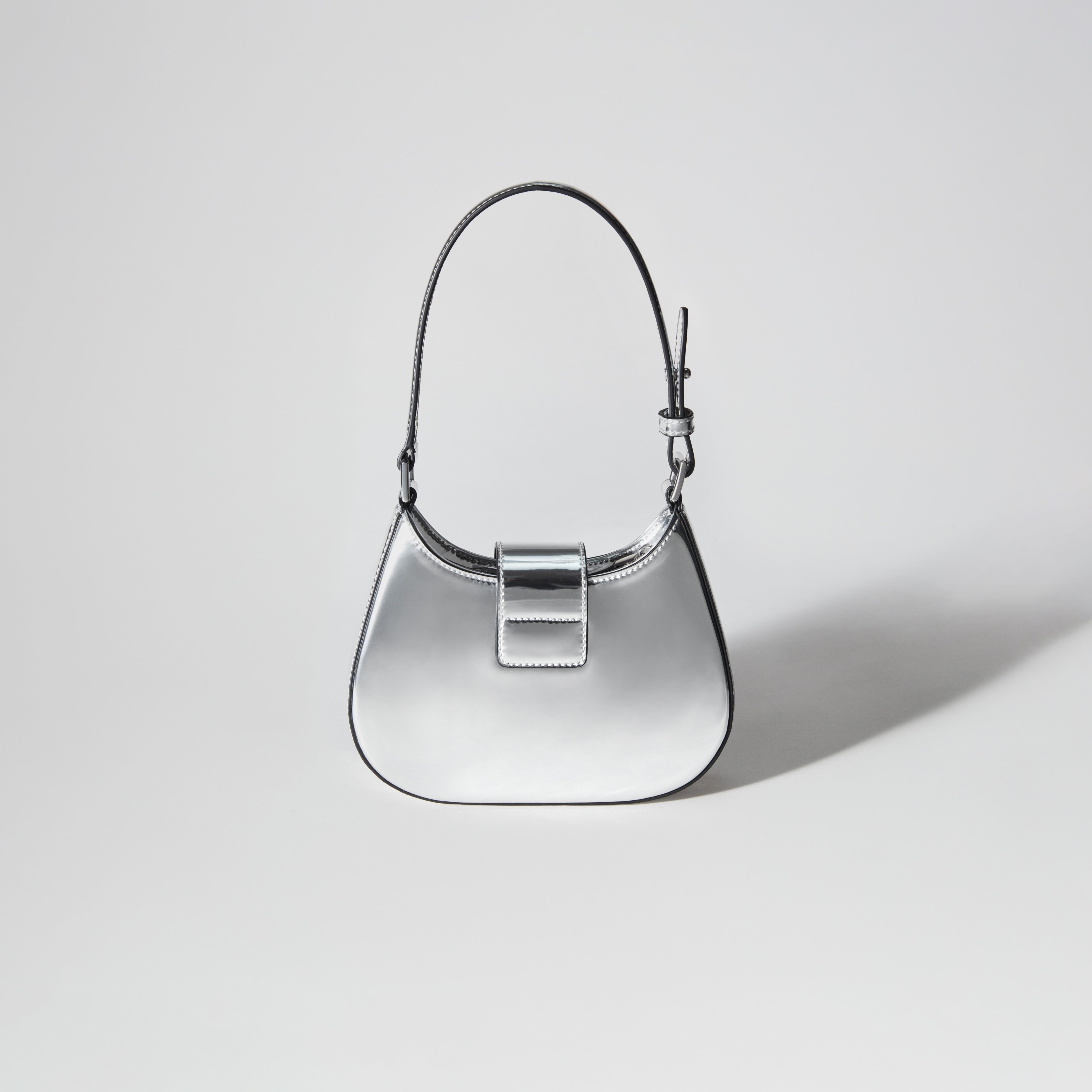 Silver Metallic Crescent Bow Mini Bag - 3